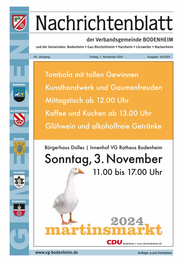 Nachrichtenblatt der VG Bodenheim              Titelblatt 44/2024