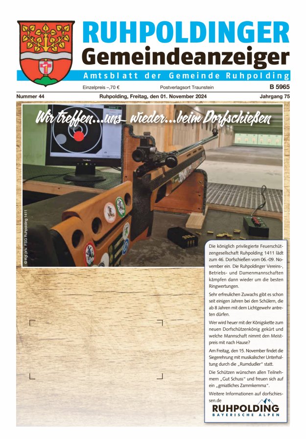 Ruhpoldinger Gemeindeanzeiger Titelblatt 44/2024