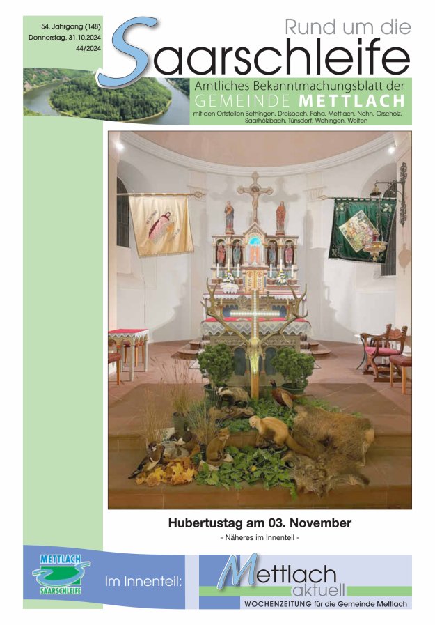 Rund um die Saarschleife Gemeinde Mettlach Titelblatt 44/2024