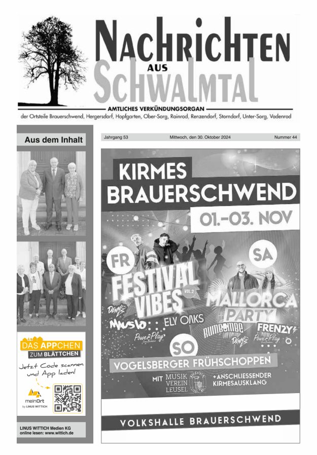Nachrichten aus Schwalmtal Titelblatt 44/2024