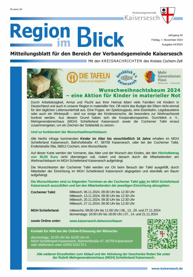 Region im Blick VG Kaisersesch Titelblatt 44/2024