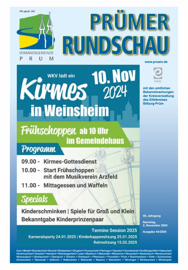 Prümer Rundschau Titelblatt 44/2024