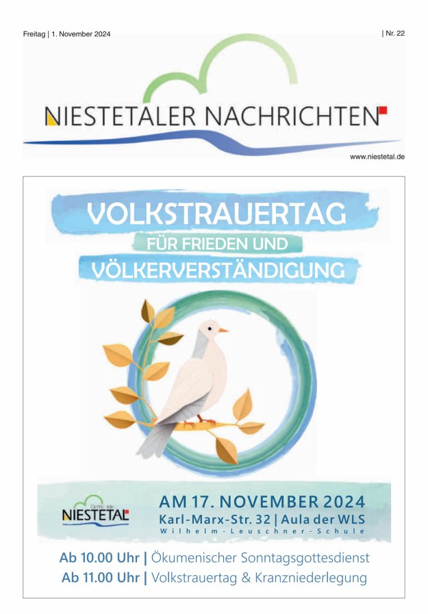 Niestetaler Nachrichten Titelblatt 22/2024