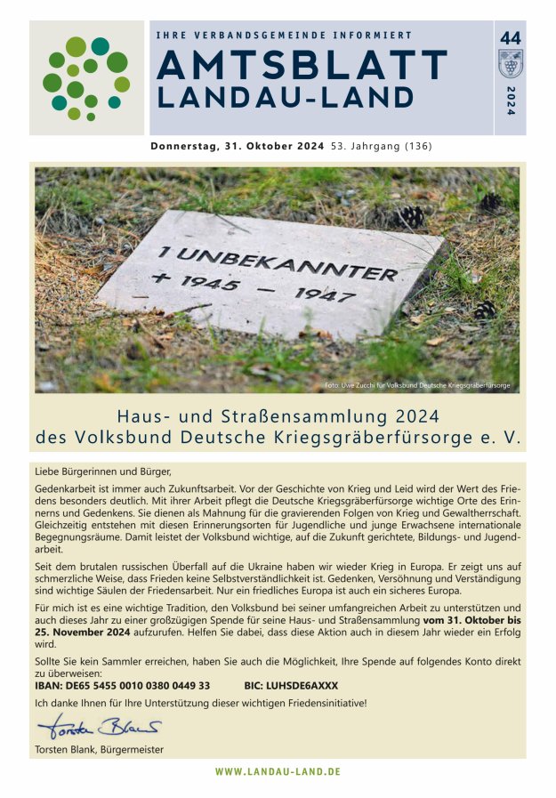 Amtsblatt VG Landau-Land Titelblatt 44/2024