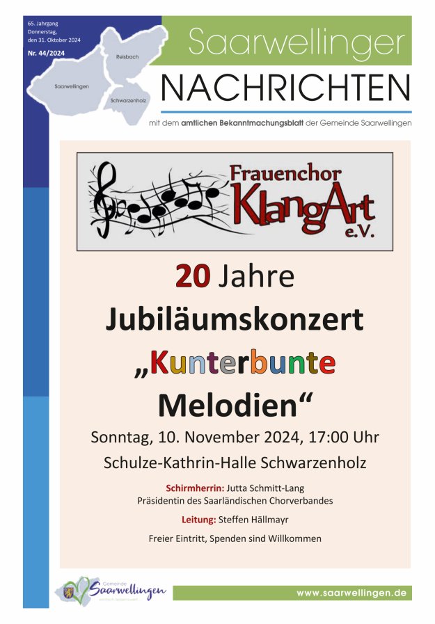 Saarwellinger Nachrichten Titelblatt 44/2024