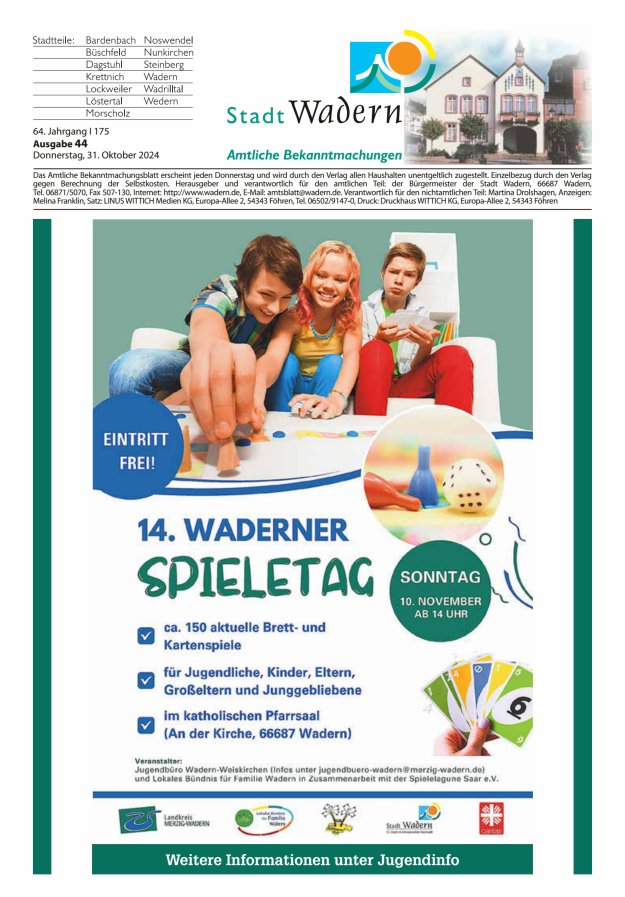 Stadt Wadern Titelblatt 44/2024