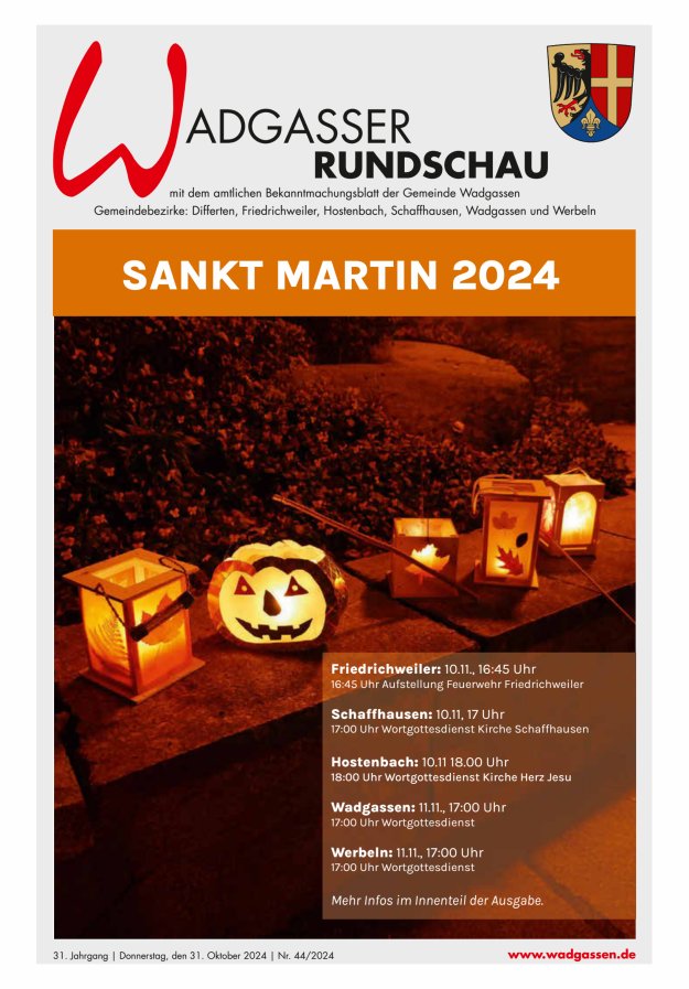 Wadgasser Rundschau Titelblatt 44/2024