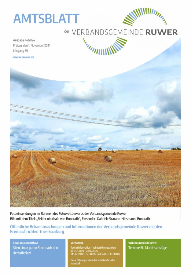 Amtsblatt VG Ruwer Titelblatt 44/2024