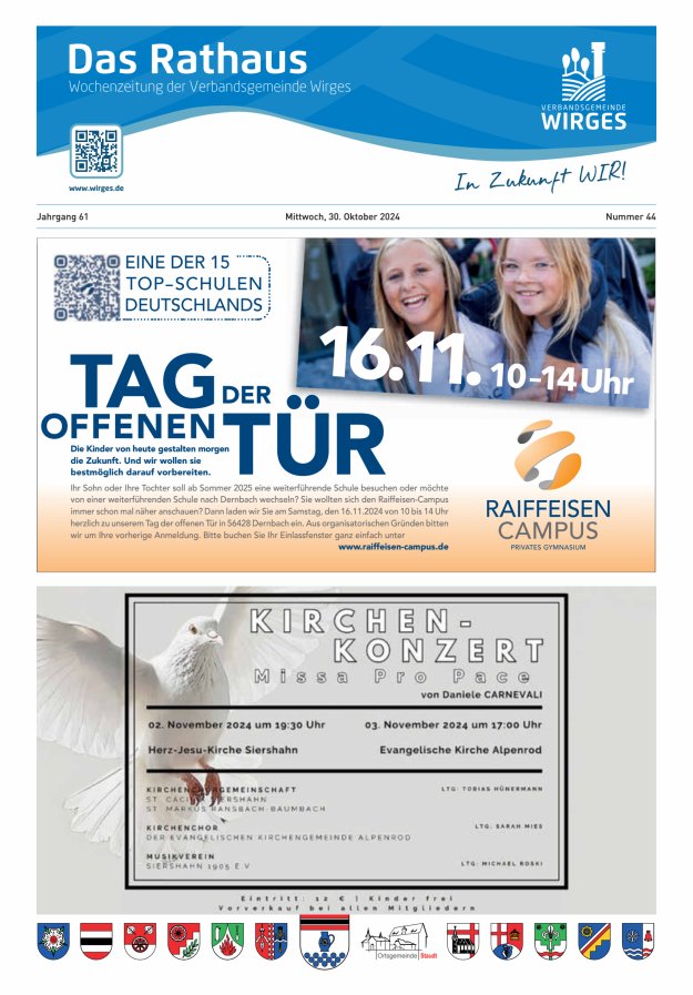 Das Rathaus - Informationen für die Bürger in der VG Wirges Titelblatt 44/2024