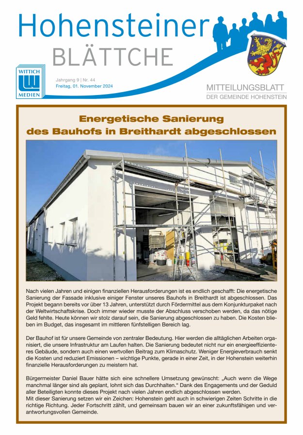 Hohensteiner Blättche Titelblatt 44/2024