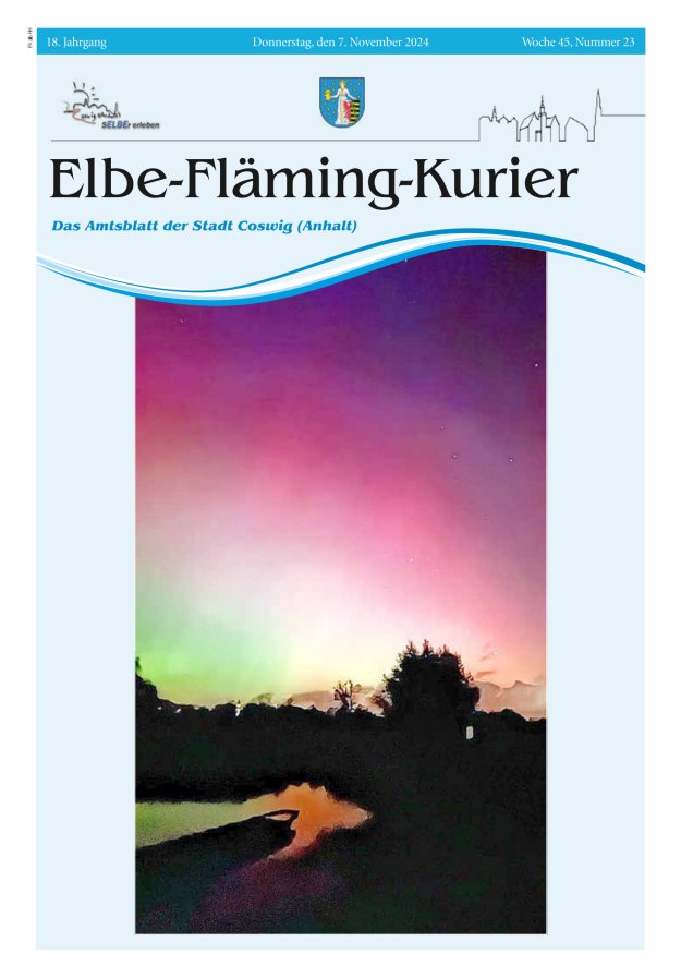 Elbe-Fläming-Kurier Das Amtsblatt der Stadt Coswig (Anhalt) Titelblatt 23/2024
