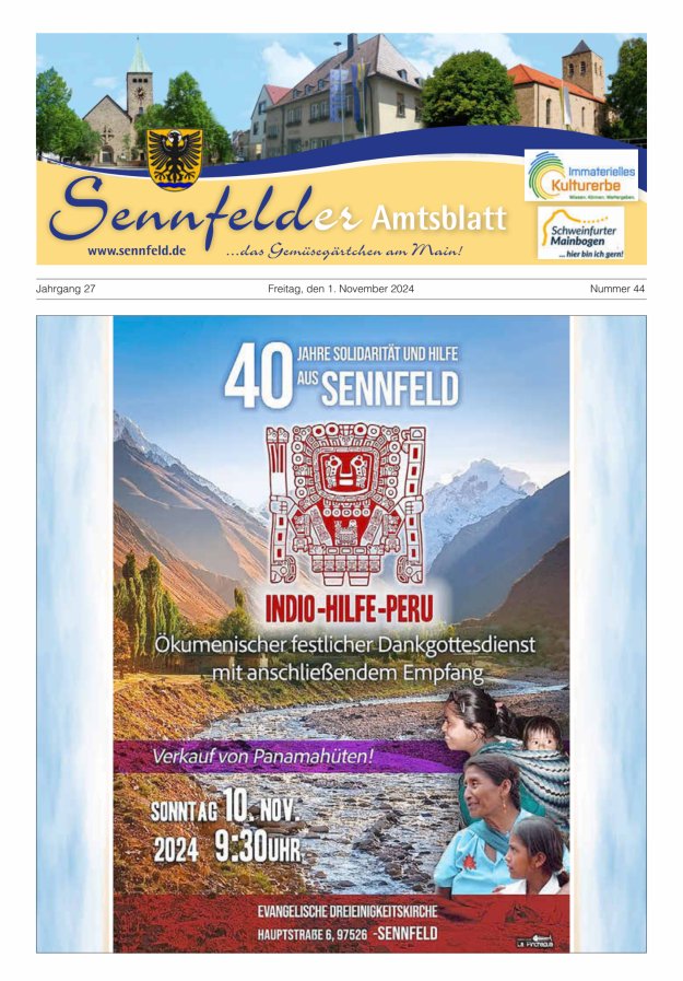 Sennfelder Amtsblatt Titelblatt 44/2024