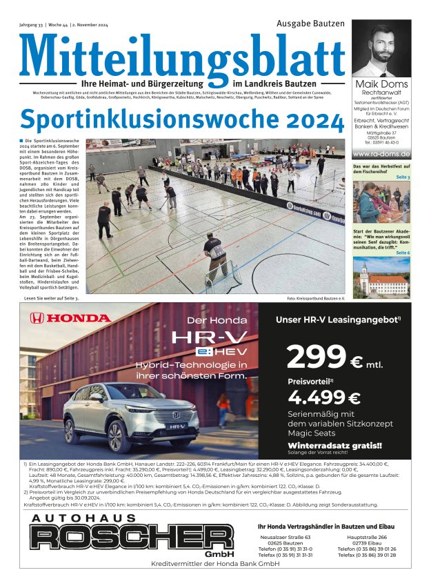 Mitteilungsblatt LK Bautzen Ausgabe Bautzen Titelblatt 43/2024
