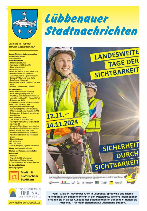 Lübbenauer Stadtnachrichten – Amtsblatt für die Stadt Lübbenau/Spreewald Titelblatt 13/2024