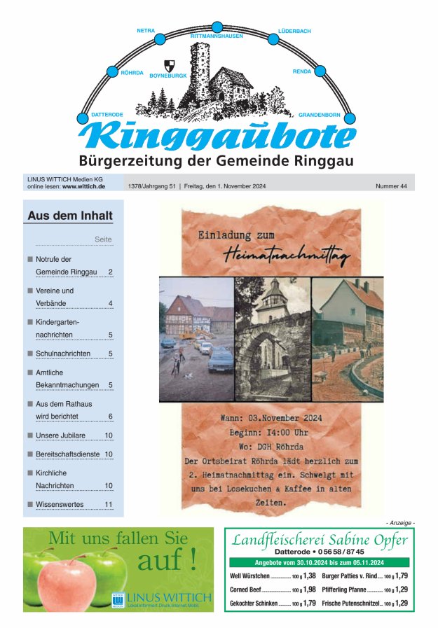 Ringgaubote Titelblatt 44/2024