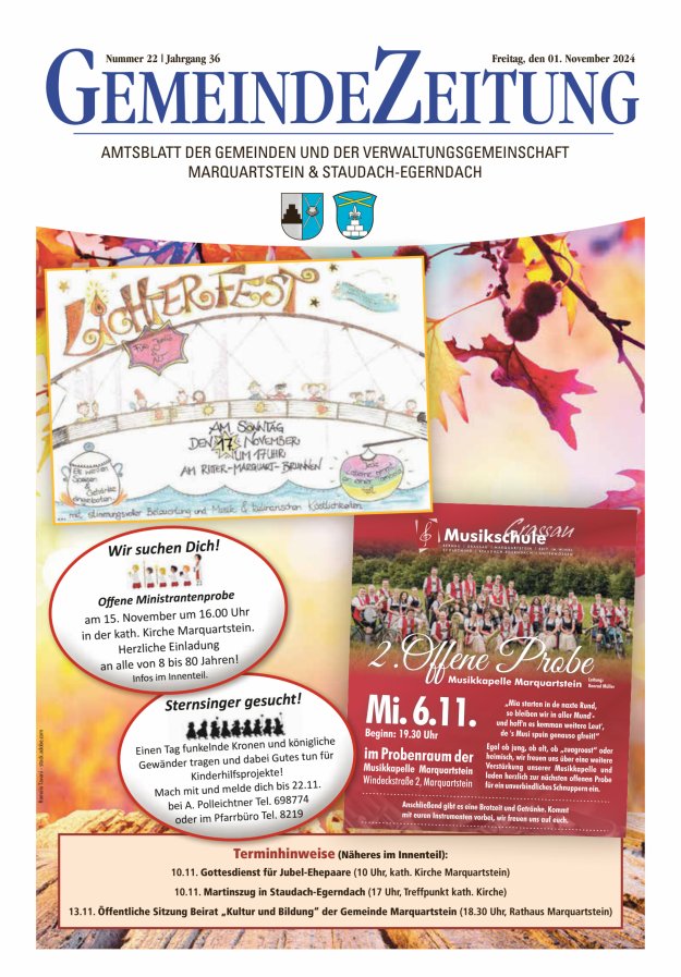 Marquartsteiner und Staudach-Egerndacher Nachrichten Titelblatt 22/2024