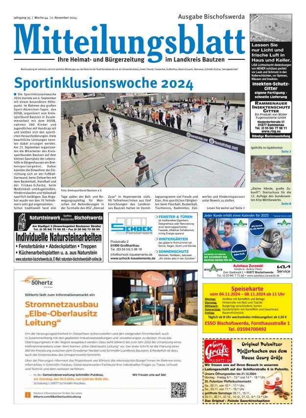 Mitteilungsblatt LK Bautzen Ausgabe Bischofswerda Titelblatt 43/2024