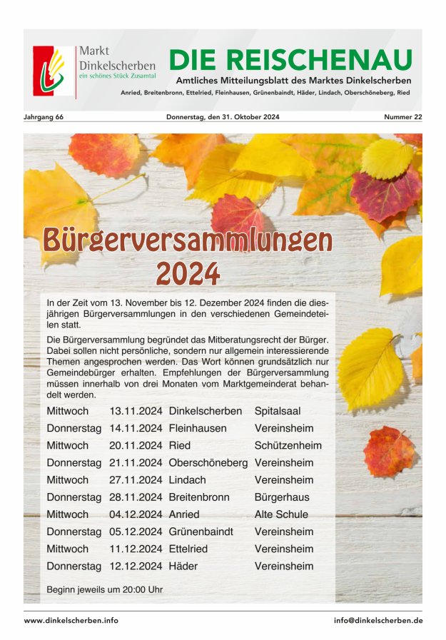 Die Reischenau Titelblatt 22/2024
