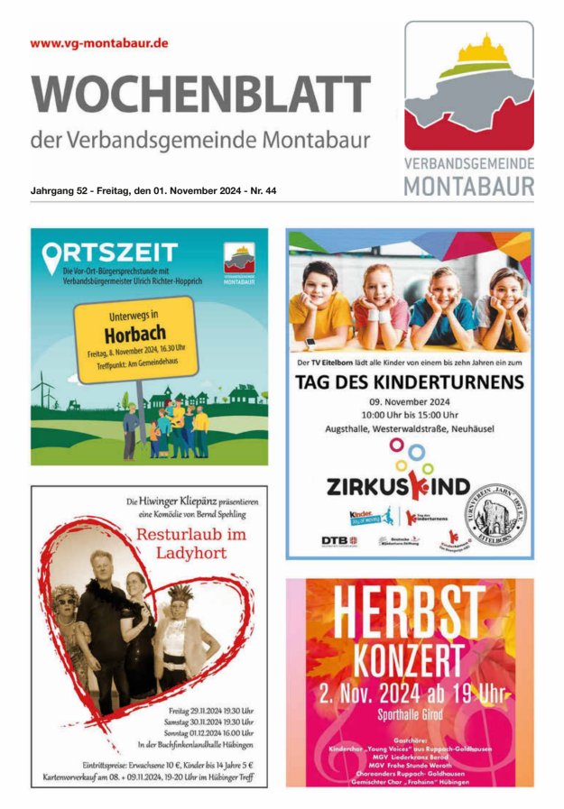 Wochenblatt der Verbandsgemeinde Montabaur Titelblatt 44/2024