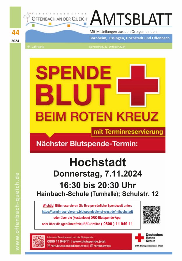 Amtsblatt VG Offenbach an der Queich Titelblatt 44/2024