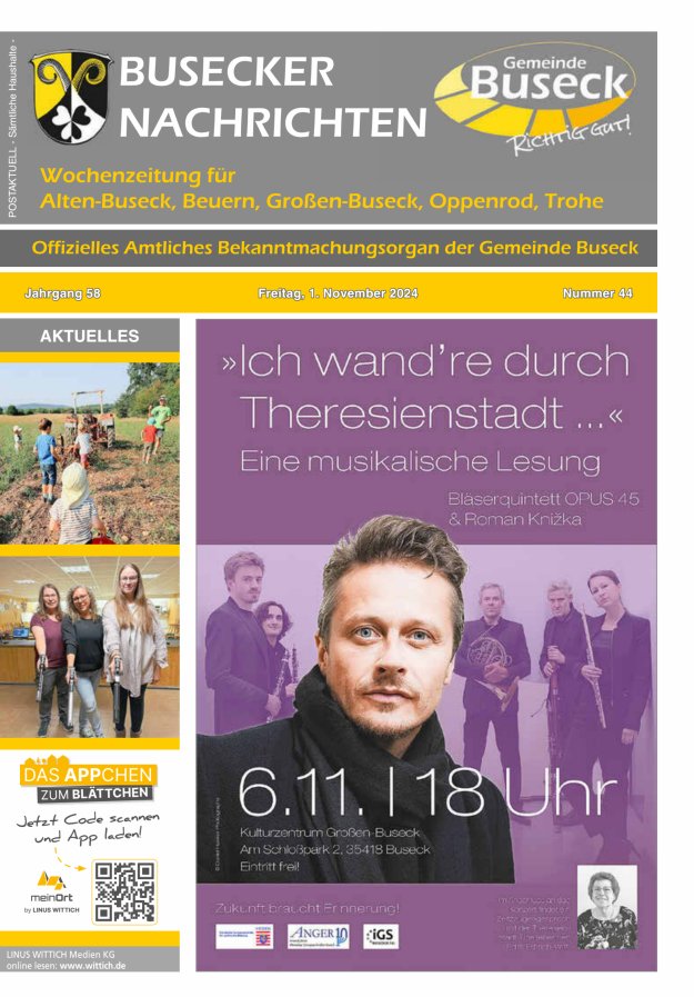 Busecker Nachrichten Titelblatt 44/2024