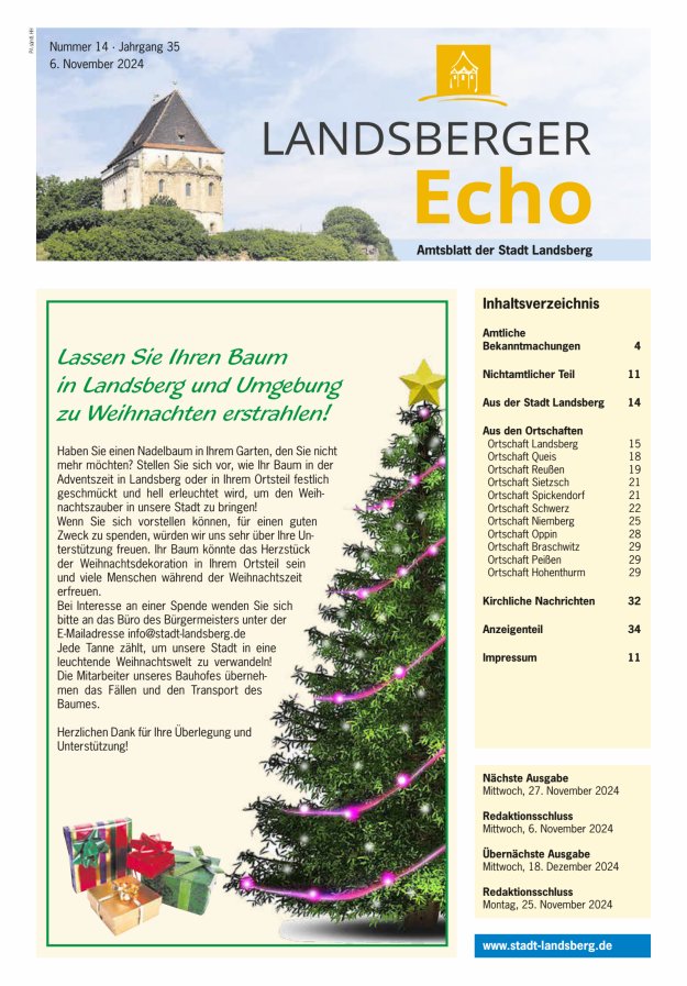Landsberger Echo – Amtsblatt der Stadt Landsberg Titelblatt 14/2024