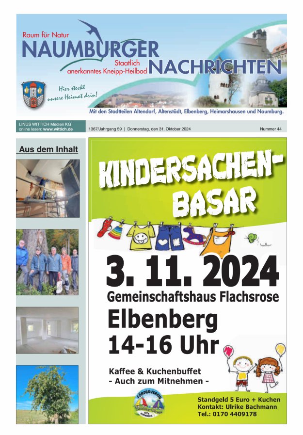 Naumburger Nachrichten Titelblatt 44/2024