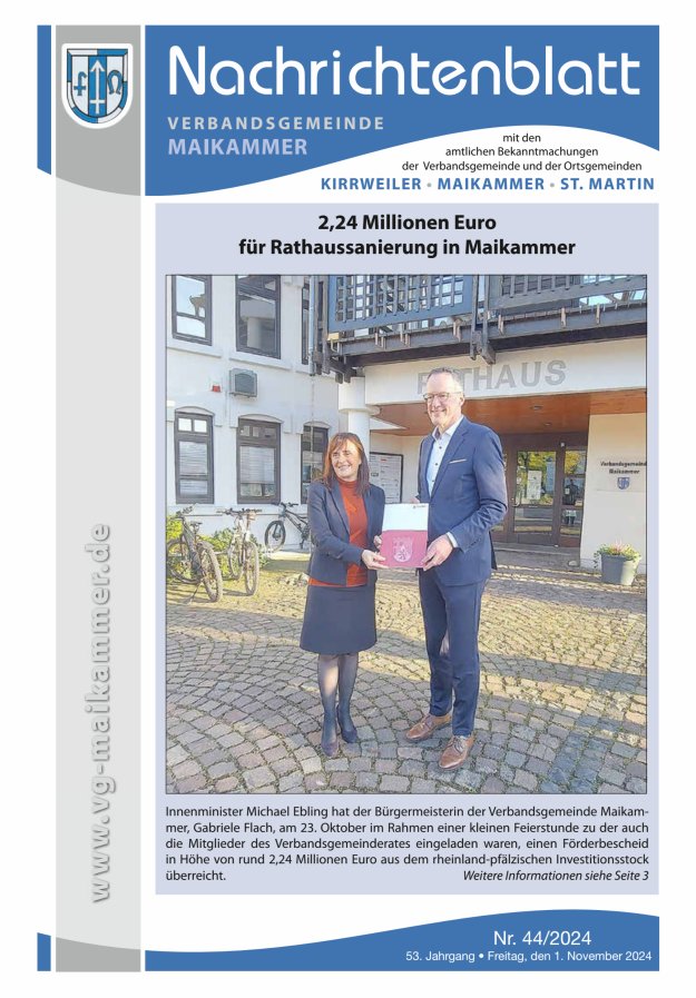 Nachrichtenblatt VG Maikammer Titelblatt 44/2024