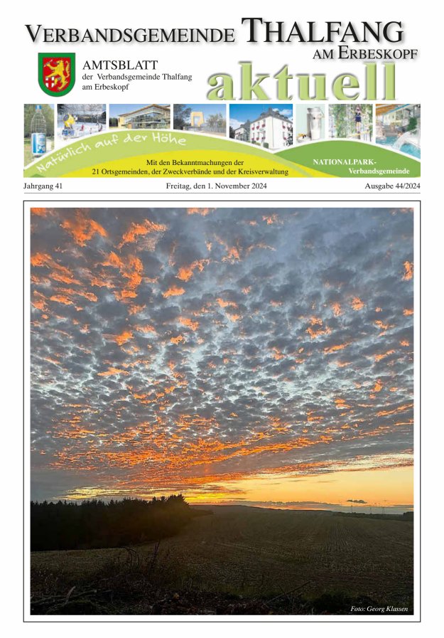 Thalfang aktuell - Amtsblatt VG Thalfang Titelblatt 44/2024