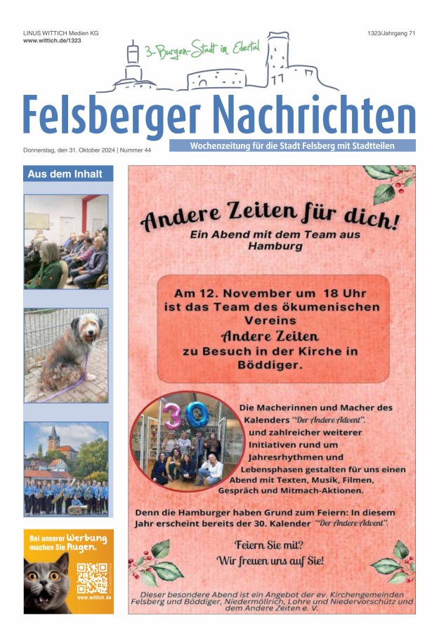 Felsberger Nachrichten Titelblatt 44/2024