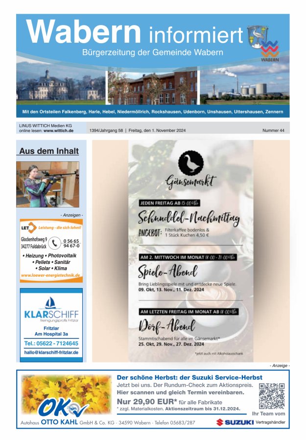 Wabern informiert Titelblatt 44/2024