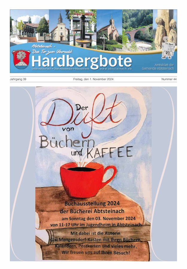Hardbergbote - Mitteilungsblatt der Gemeinde Abtsteinach Titelblatt 44/2024