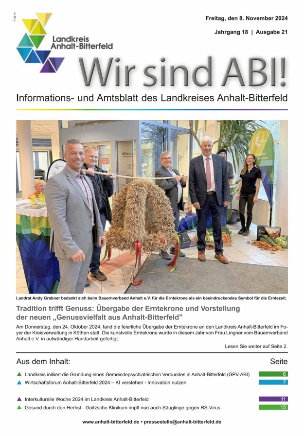 Informations- und Amtsblatt des LK Anhalt-Bitterfeld Titelblatt 21/2024