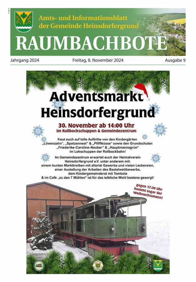 Raumbachbote – Amt- und Informationsblatt der Gemeinde Heinsdorfergrund Titelblatt 09/2024