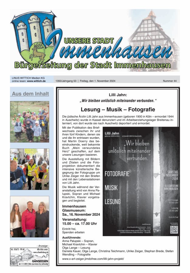 Unsere Stadt Immenhausen Titelblatt 44/2024