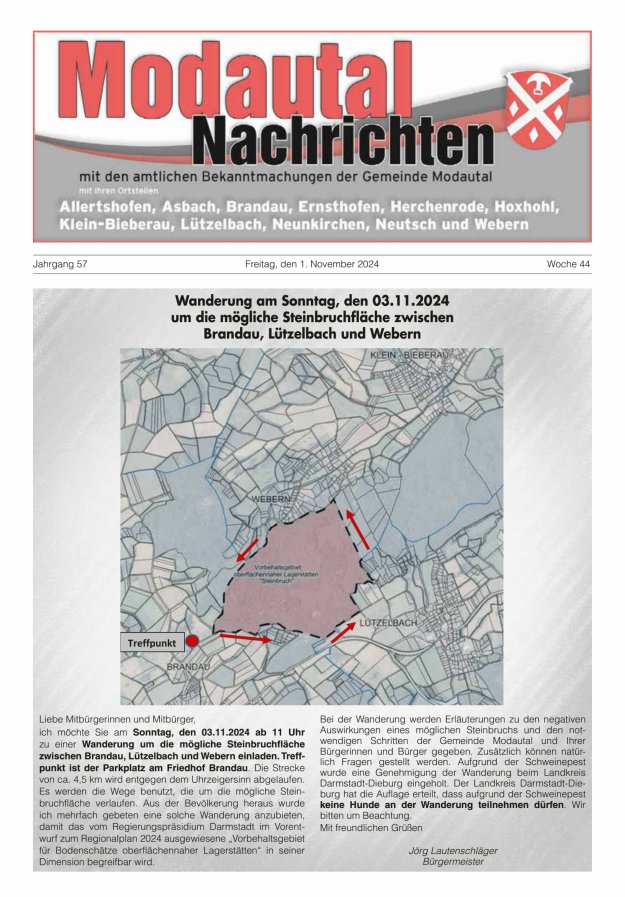 Modautal-Nachrichten Titelblatt 44/2024