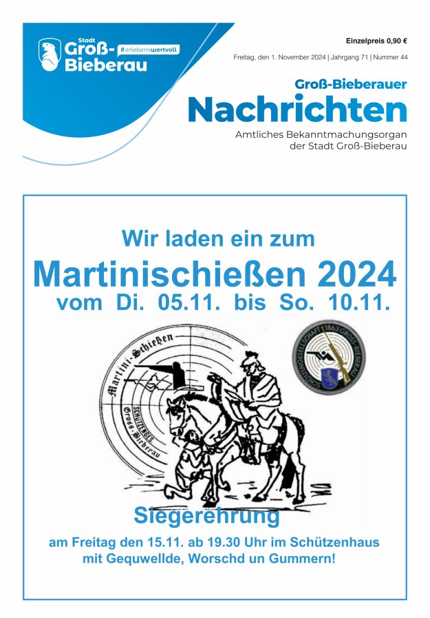 Groß-Bieberauer Nachrichten Titelblatt 44/2024