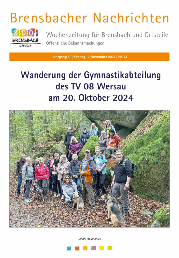 Brensbacher Nachrichten Titelblatt 44/2024