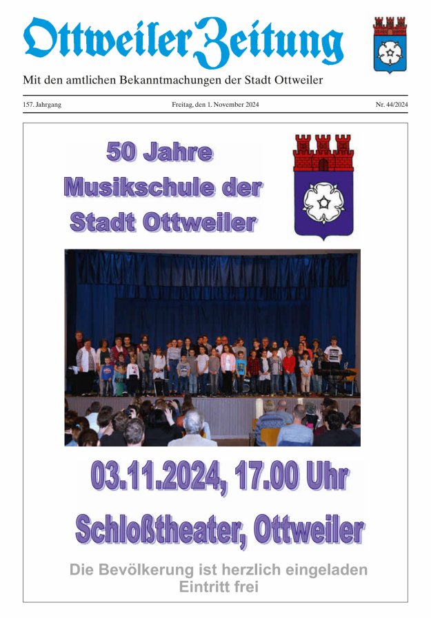 Ottweiler Zeitung Titelblatt 44/2024