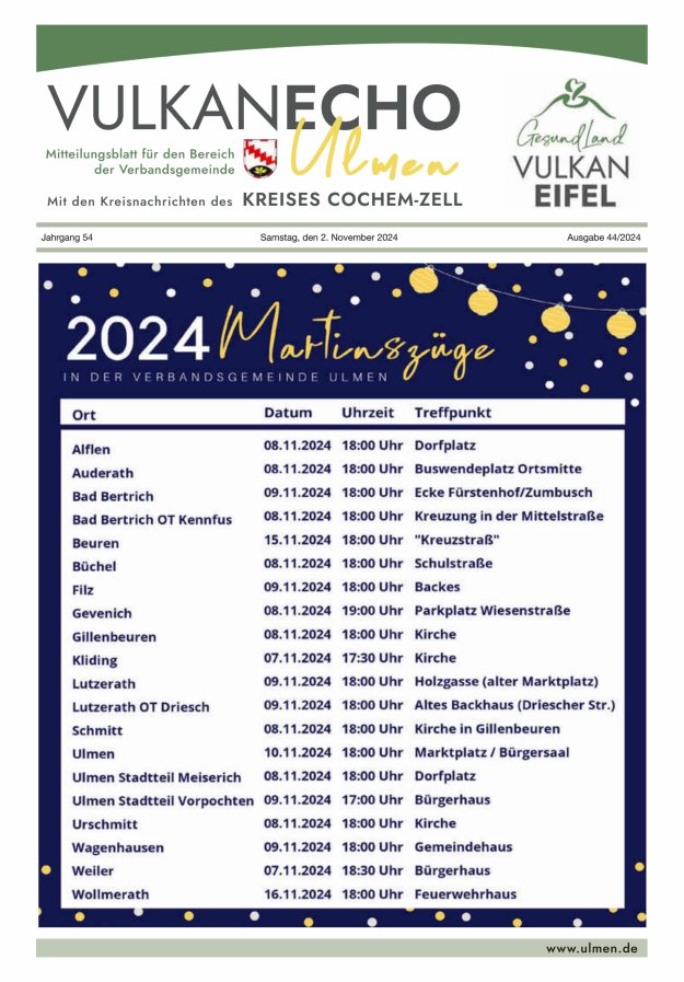 Vulkan Echo VG Ulmen Titelblatt 44/2024