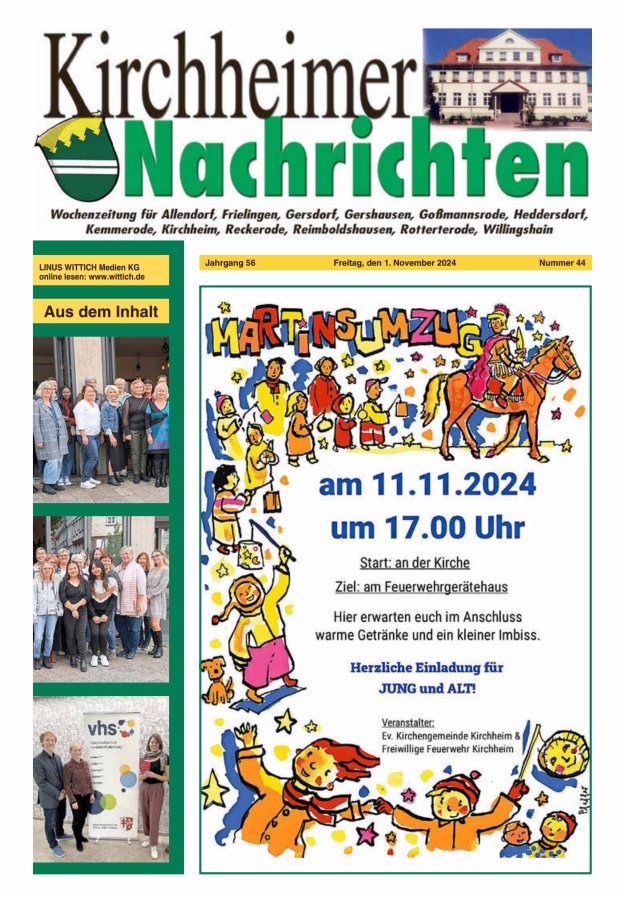 Kirchheimer Nachrichten Titelblatt 44/2024