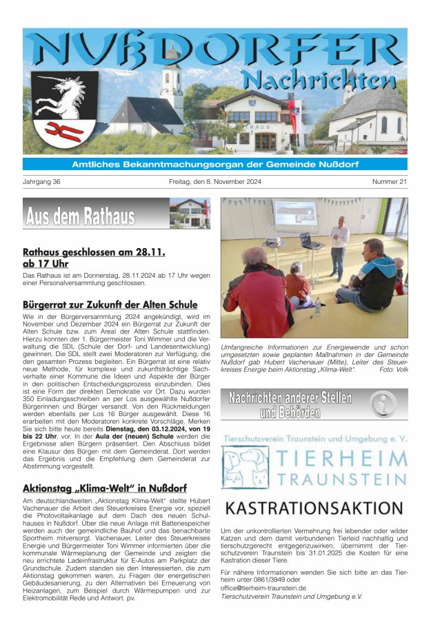 Nußdorfer Nachrichten Titelblatt 21/2024