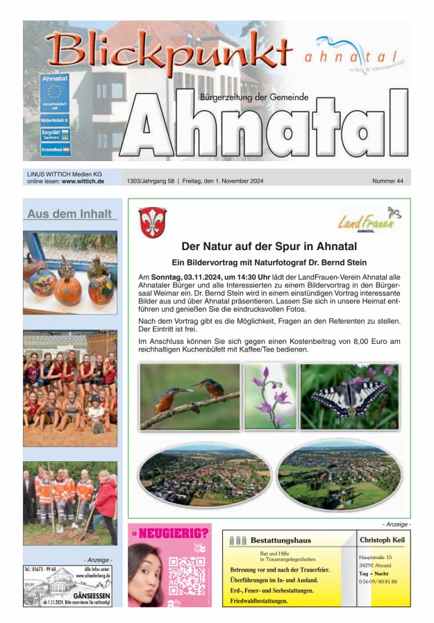 Blickpunkt Ahnatal Titelblatt 44/2024