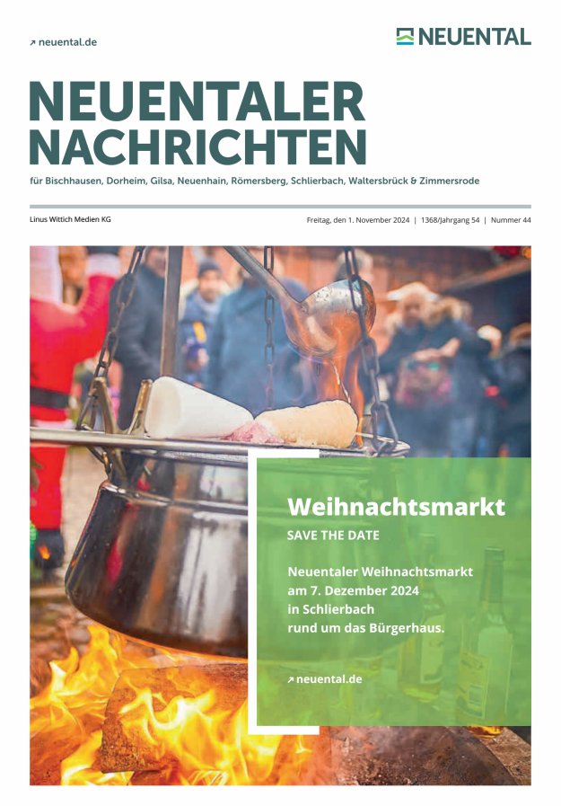 Neuentaler Nachrichten Titelblatt 44/2024