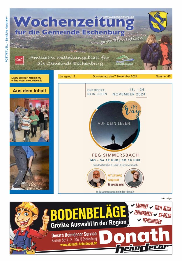 Wochenzeitung für die Gemeinde Eschenburg Titelblatt 45/2024