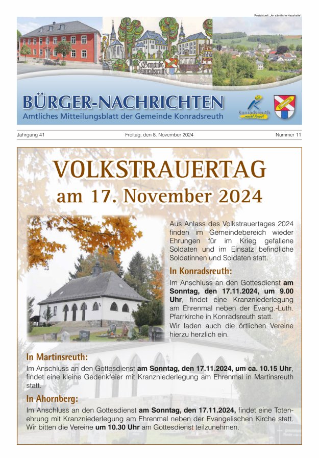 Bürger-Nachrichten Titelblatt 11/2024