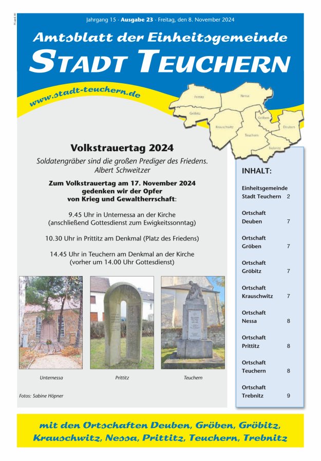Amtsblatt der Einheitsgemeinde Stadt Teuchern Titelblatt 23/2024