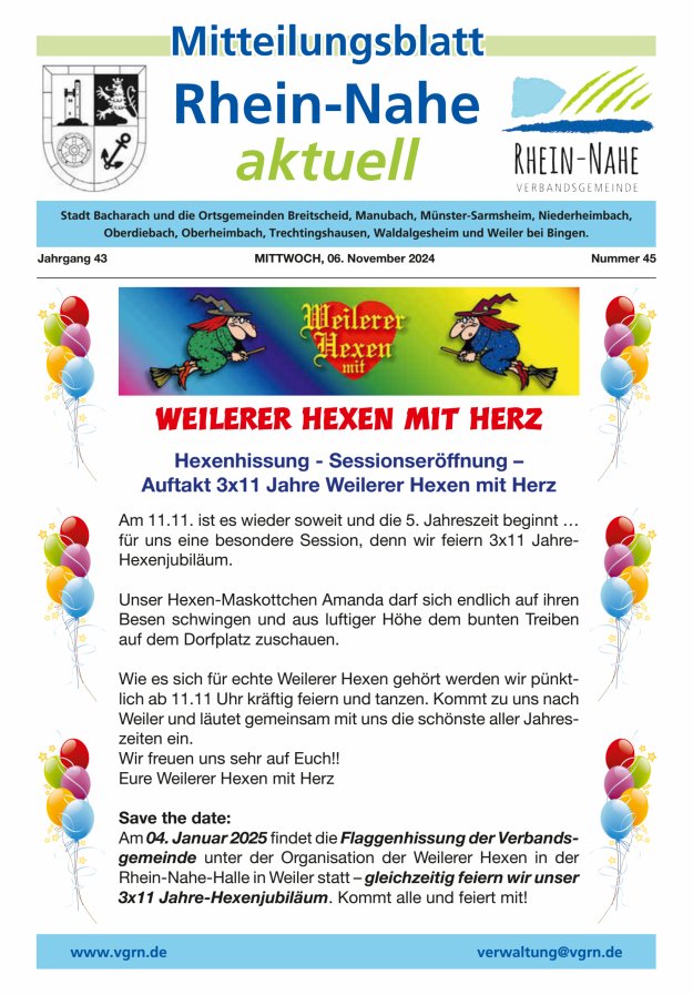 Rhein-Nahe aktuell Titelblatt 45/2024