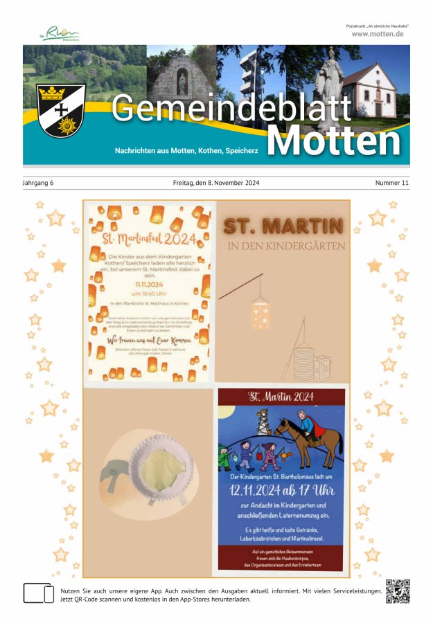 Gemeindeblatt Motten Nachrichten aus Motten Kothen Speicherz Titelblatt 11/2024