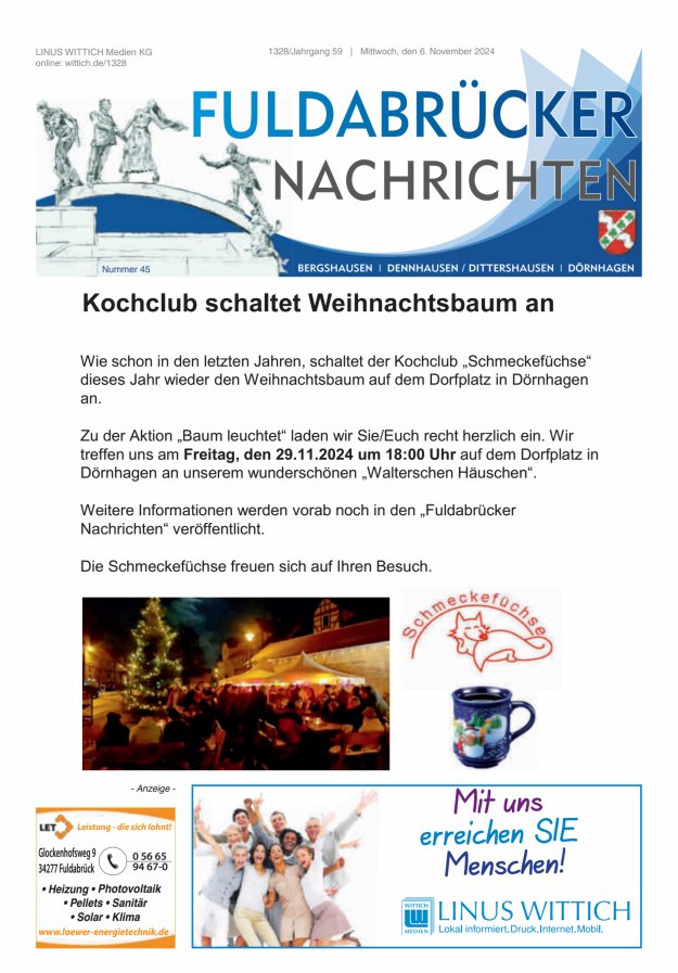 Fuldabrücker Nachrichten Titelblatt 45/2024